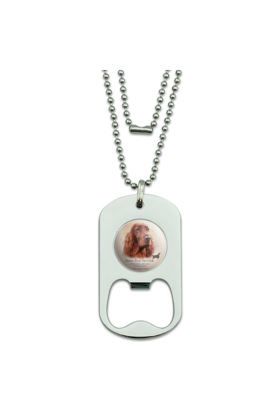 Irish Red Setter Dog Breed Military Dog Tag Bottle Opener Pendant