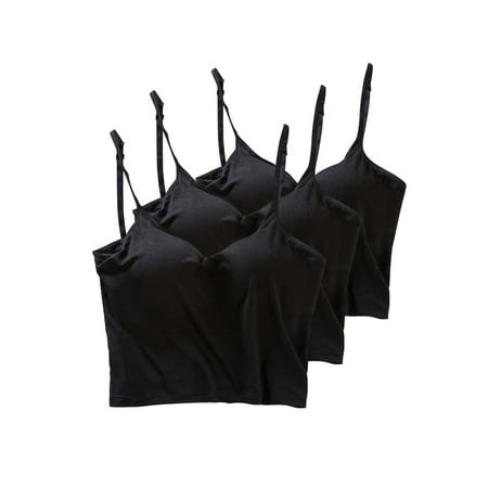 Tank Top With Built In Bra For Women Sevevn 3pc Women s Solid-neck Short Thin Padded Without Steel Ring Integrated Padded V-neck Suspender Cropped Tank Tops For Women