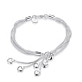 thumbnail image 1 of Pulsera de plata de ley 925 con cadena de cinco líneas con cinco corazones, 1 of 5