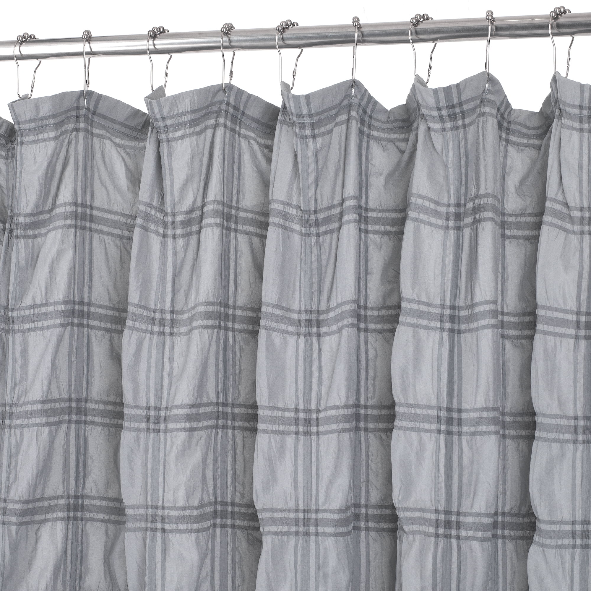 Dainty Home Crinkle Plaid Textured Embossed Weaved Plaid Designed Fabric Shower Curtain 70"W x 72"L in Gray