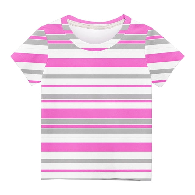 Zpanxa Chemise Boutonnée Garçon Imprimé de Lettres Col Rond Manches Courtes Haut Mode Décontracté Imprimé à Rayures avec Polyester Spandex 7 Ans