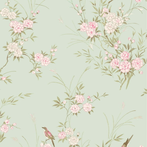 Rachel Ashwell Bird Chinoiserie Green Wallpaper