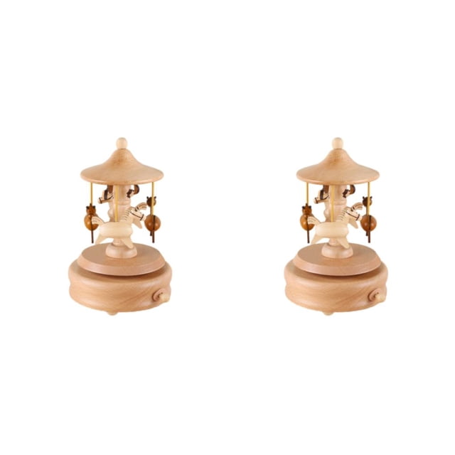 Youkk Capture Essence Of Wood With Elegant Wooden Musical Box For Birthday Christmas Gift And Warm Carousel 2Set