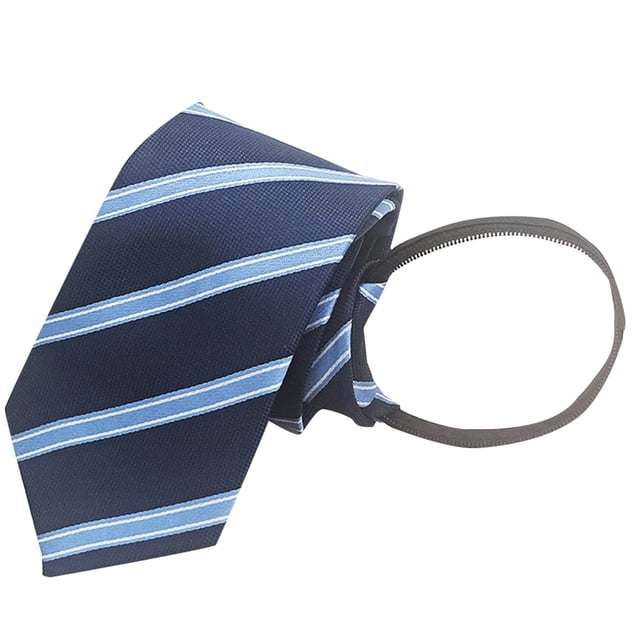 Men's Solid Polyester Business Tie, Pre-Tied Necktie with Zipper Closure for Formal Wear, Daily Work, and Parties
