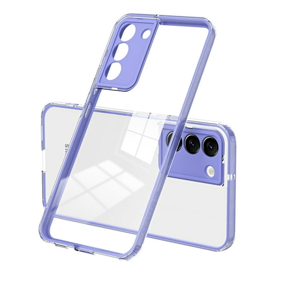 SaniMore for Samsung Galaxy S23 Plus Case Slim Transparent [Never-Yellowing], Rugged PC & TPU Bumpers Cover Built-in Detachable Lens Protector Shockproof Protective Shell, Purple