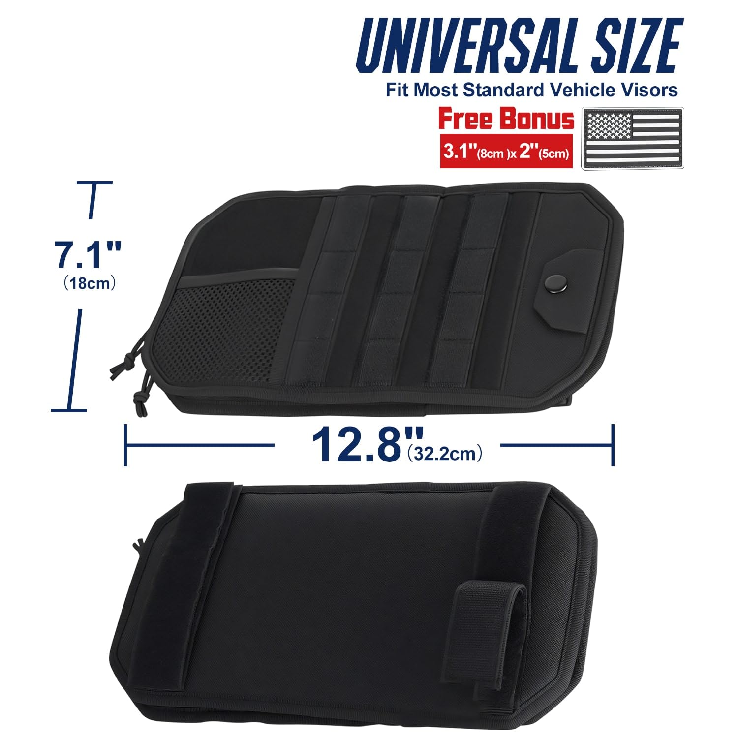 SUGUANGHUI Car Sun Visor Organizer, Multi-Pocket Visor Organizer Storage Pouch with Zippers, Elastic Bands & Glasses Clip, Car Visor Accessories