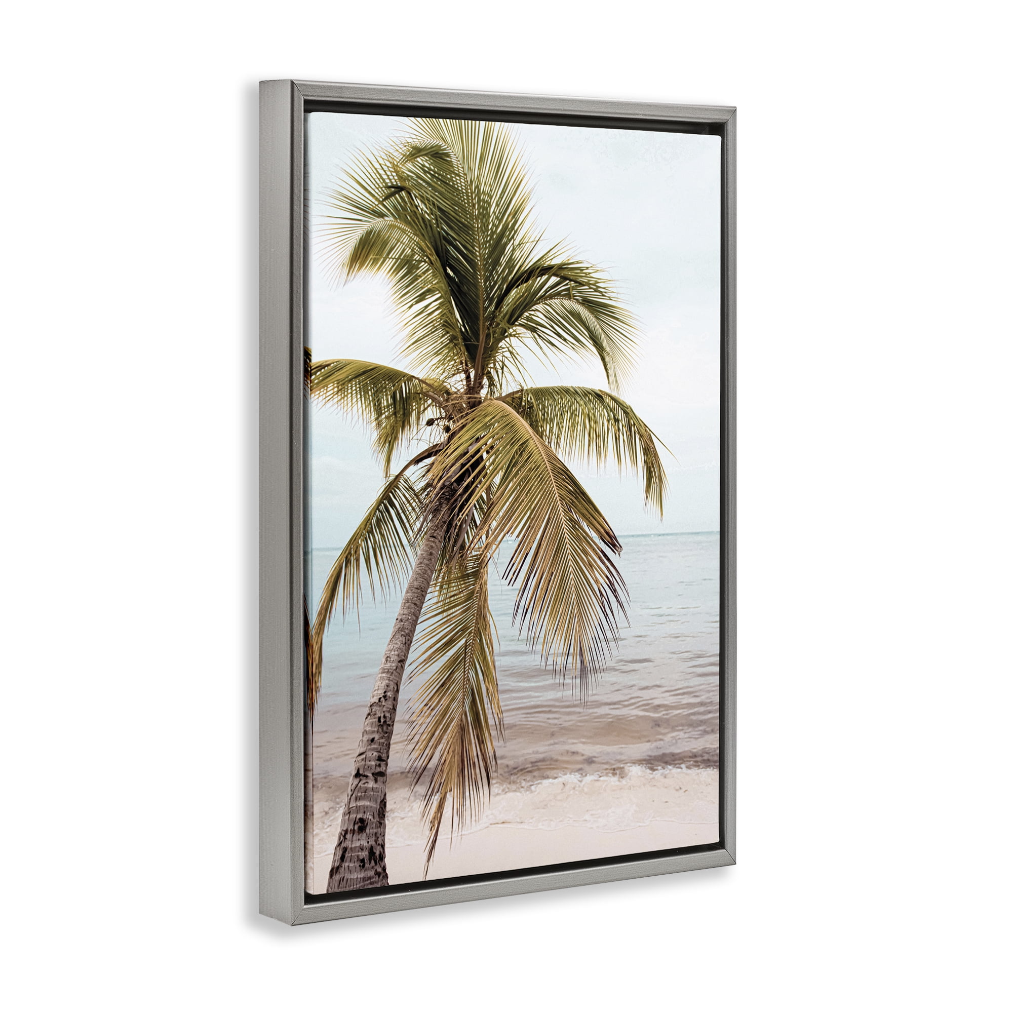 Stupell Industries California Summer Palm Nautical & Beach Photography Gray Floater Framed Canvas Art Print Wall Art, 21 x 31