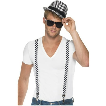 1970s Suspenders And Hat Ska Artist Two Tone Kit Costume Accessory
