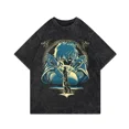 thumbnail image 3 of Camiseta con estampado de anime Vinland Saga, manga corta, corte holgado, cuello redondo, estilo vintage, para verano, con lavado exclusivo, 3 of 4