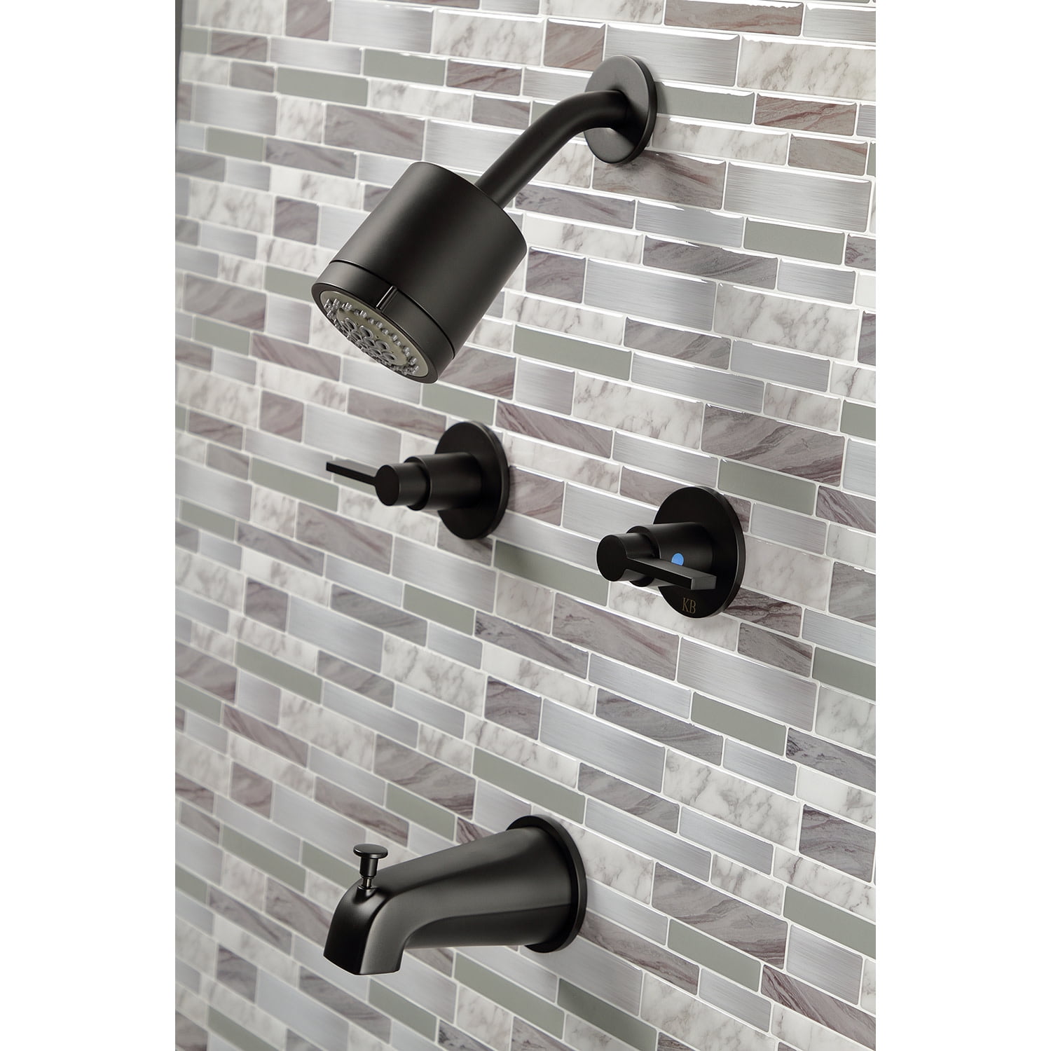 Kingston Brass KBX8140NDL NuvoFusion Two-Handle Tub and Shower Faucet, Matte Black