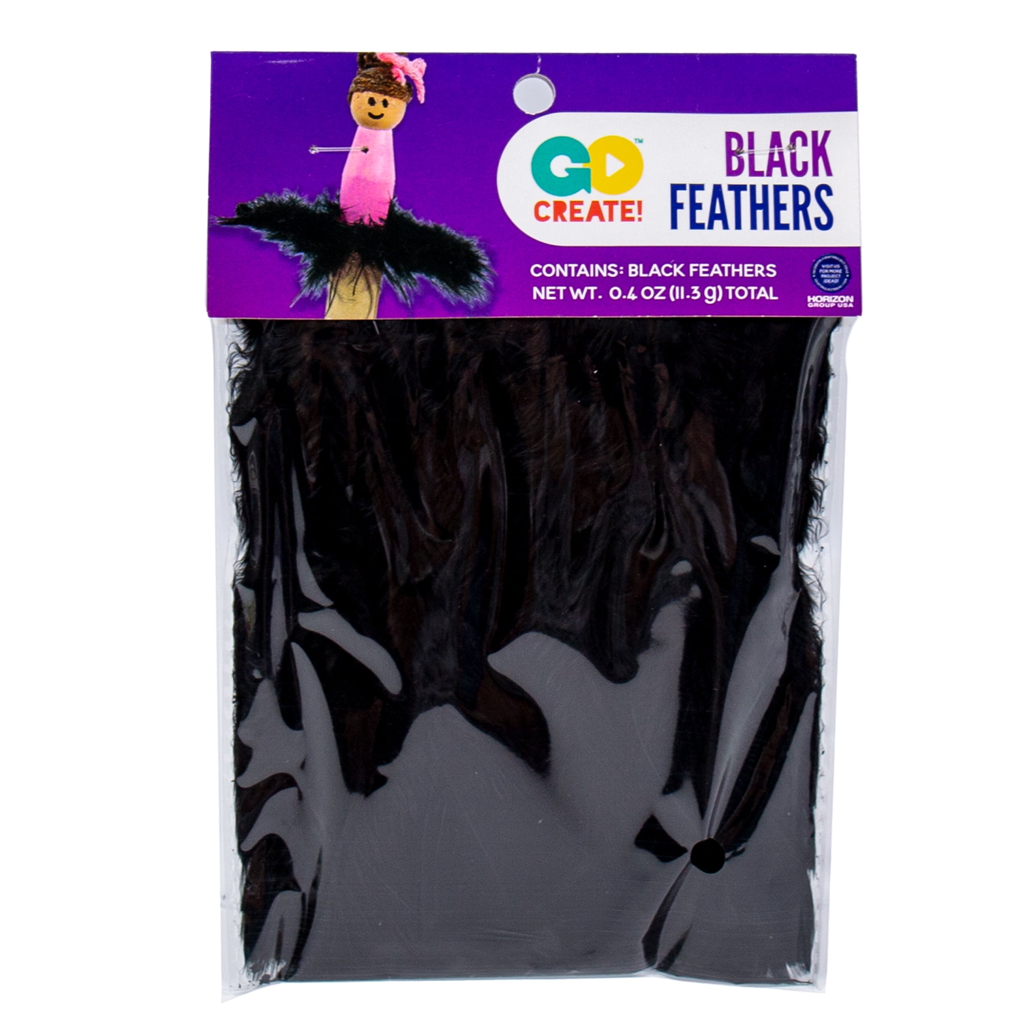 Go Create Decorative Black Feathers, .4 oz. Bag