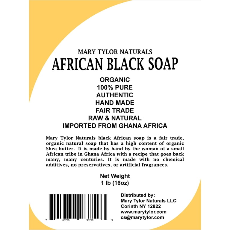 Raw African Black Soap 1 lb. Bar From Ghana 100% Pure