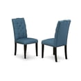 thumbnail image 4 of East West Furniture 11-Pieces Kitchen Table Set - A Butterfly Leaf Double Pedestal Dinner Table and 10 Blue Linen Fabric Dining Chairs with Button Tufted Back - Antique Walnut Finish, 4 of 11