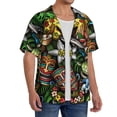 thumbnail image 2 of PAYOHTO Cartoon Doodles Hawaii Mens Hawaiian Casual Short-sleeved Shirt Tropical Summer Beach Button Down Shirts, 2 of 7