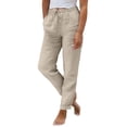 thumbnail image 2 of Conairie Linen Trousers for Women's Lightweight Summer Tapered Pants Drawstring Elastic Waist Pants Casual Trousers with Pockets Khaki XXXXXL, 2 of 4