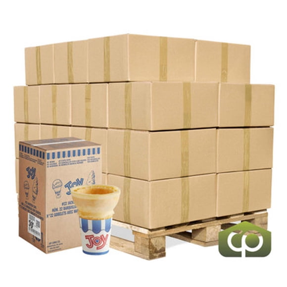 JOY #22 Jacketed Flat Bottom Cake Cones – Professional "Touch-Free" Sanitary Solution, 720/Case (60 Cases per PALLET – 43,200 Cones Total)