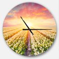 thumbnail image 1 of DesignArt Blooming White Tulips Large Wall Clock, 1 of 2
