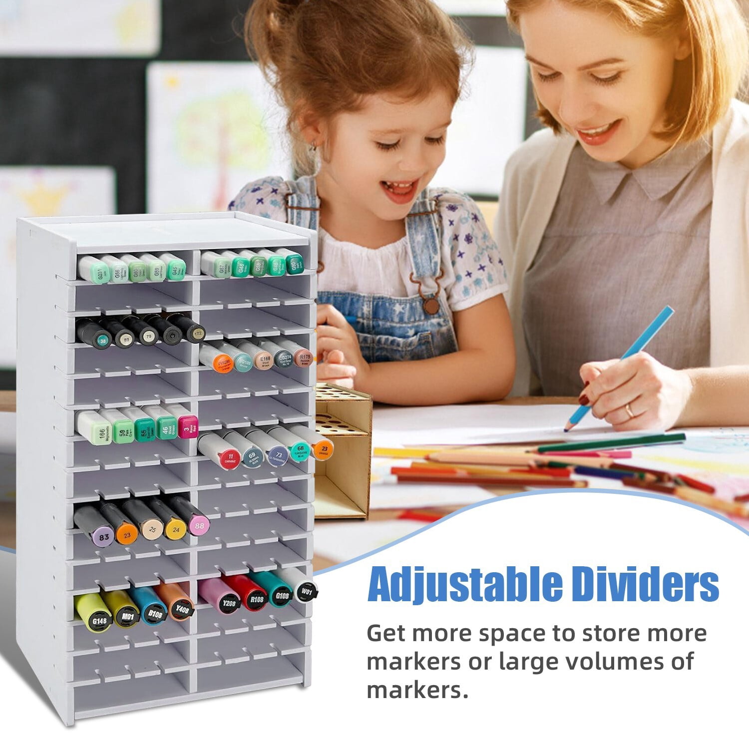 Venoro 120 Hole Artist Marker Storage Case - Portable Shell Organizer with Dividers