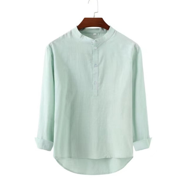 Camisas de hombre Camisa de algodón Camisa henley Camisa casual ajustada Camisas