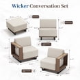 thumbnail image 5 of Bonzy Home Outdoor Wicker Sofa Set, Rattan Patio Conversation Sets - 4 Seater L-Shaped Wicker Sofa with Thick Cushions, Corner Seating and 2 Ottomans, Beige, 5 of 8