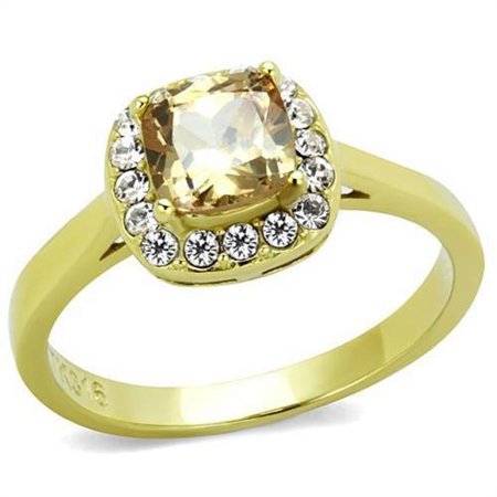 Alamode TK2173-8 Women IP Gold Stainless Steel Ring with AAA Grade CZ in Champagne - Size 8