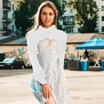 thumbnail image 2 of STRANDCHIC Women's White Lace Cotton Shrug, Short Sleeve Open Front Cardigan, Lightweight Feminine Sun, 2 of 7
