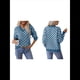 thumbnail image 3 of Suéter Corto A Cuadros para Mujer, Cuello en V, Larga, Jersey de Punto Azul M, 3 of 9