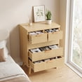 thumbnail image 2 of iooHug Natural Wood 5-Drawer Chest, Modern Vertical Dresser with Wave Pattern & Metal Handles for Bedroom, Closet, Small Spaces, 2 of 8