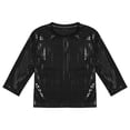 thumbnail image 3 of Alvivi Kids Girls Boys Shiny Metallic Long Sleeve Sports Dance Crop Top T-Shirt Jazz Hip-Hop Dancewer Black 13-14, 3 of 7