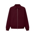 thumbnail image 6 of Mens Corduroy Bomber Jacket with Pocekts Lapel Long Sleeve Lightweight Casual Full Zip Shirt Jacekt Red 3XL, 6 of 8
