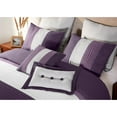 thumbnail image 3 of Chezmoi Collection Luxury Pleated Striped Comforter Set, California King, Purple/Lavender/Gray, 8-Piece, 3 of 10