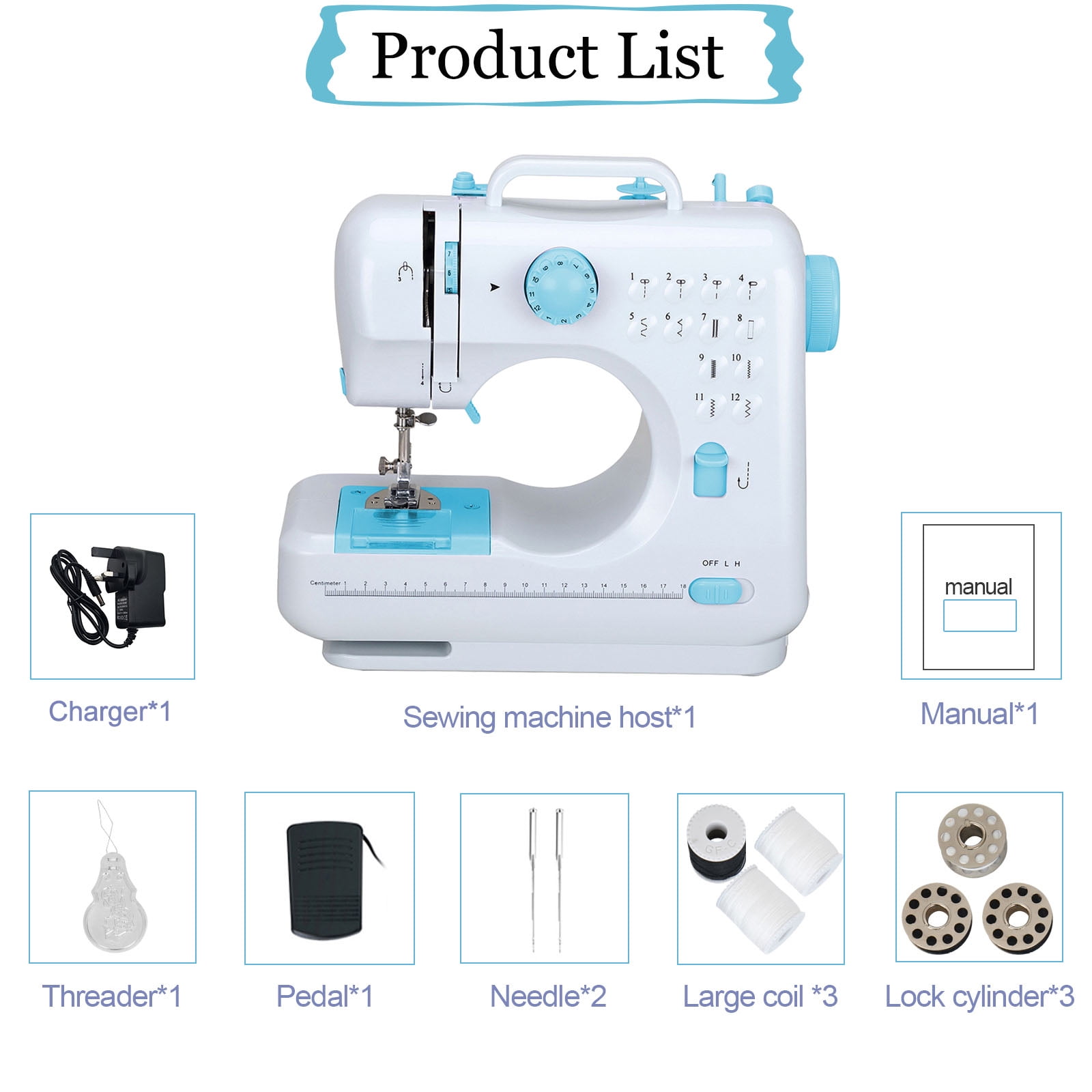 VIFERR Portable Sewing Machine, Mini Sewing Machine Handheld Electric Sewing Machines 12 Stitches for Beginners Kids - Blue