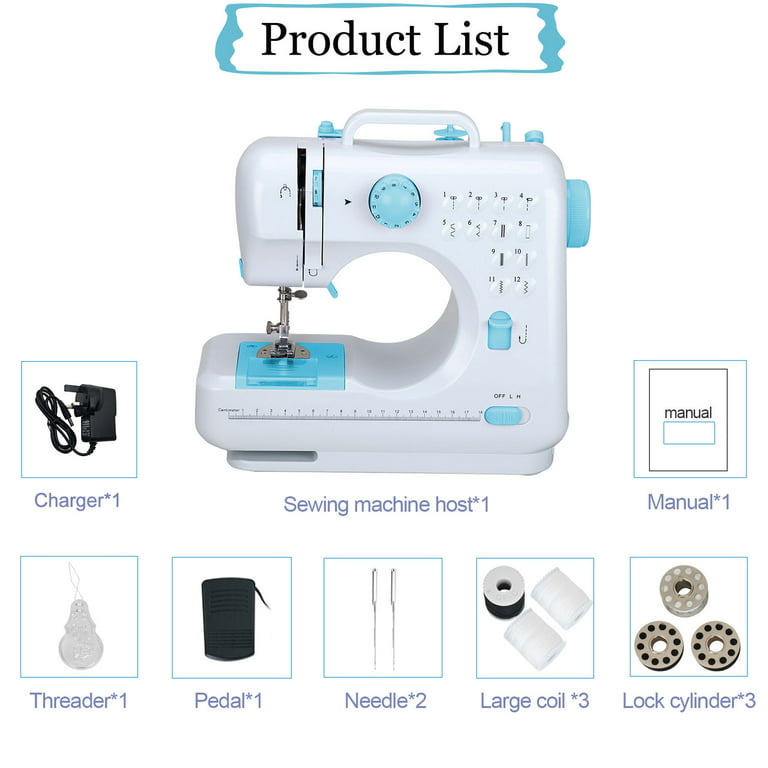 Viferr Portable Sewing Machine, Mini Sewing Machine Handheld Electric Sewing Machines 12 Stitches for Beginners Kids(Blue), Size: One Size