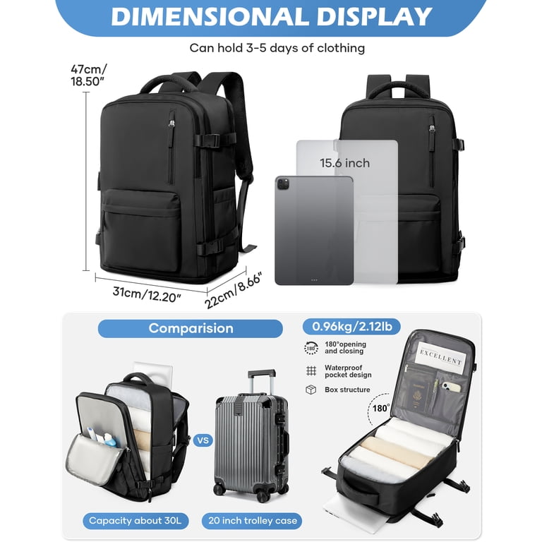 backpack 20 pound air travel SYCNB Large Travel Backpack for Adults with Laptop Compartment and Multiple  Pockets
