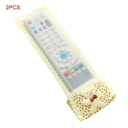 

FleinngHoz 2 Pieces TV Air Conditioner Remote Controller Small Bear Design Lace Fabric Case Cover Protector S/M/L