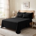 thumbnail image 3 of DHOLE Queen Size 7-Piece Bed in a Bag Comforter Set – Boho Tufted Shabby Chic Bedding, Ultra Soft Microfiber All-Season Vintage Farmhouse Duvet Cover Set with Pillow Shams - Black, 3 of 12