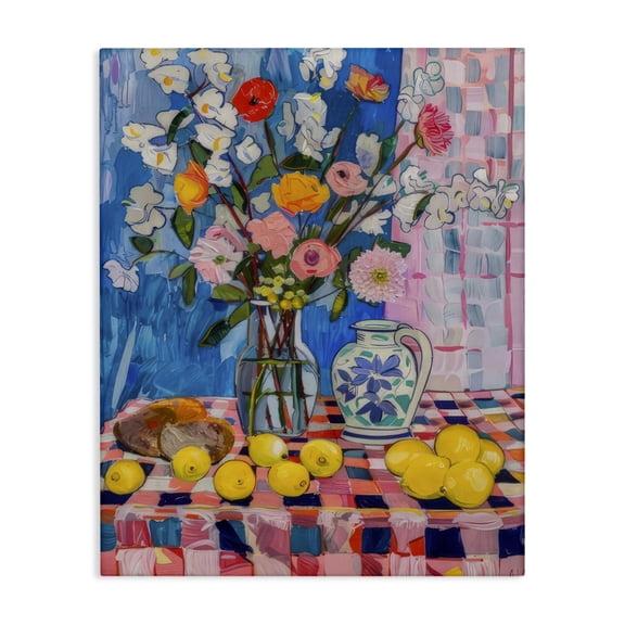 Stupell Industries Florals & Lemons Whimsy Food & Beverage Painting Wrapped Canvas Art Print Wall Art, 16 x 20
