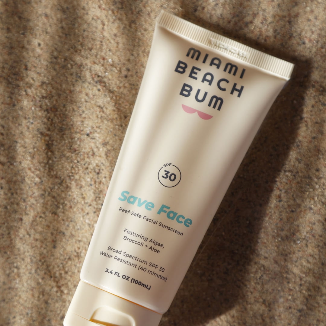 Miami Beach Bum Reef-Safe SPF30/ 40 Min Water Resistant Mineral Broccoli Face Cream, Fragrance-free, 3.4oz