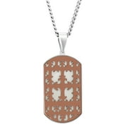 Men's Stainless Steel Brown Cross Dog Tag Pendant Necklace Chain