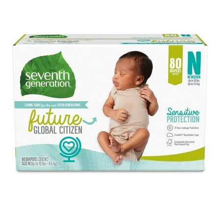 Seventh Generation Diaper Medium Stage Newborn -- 80 Diapers