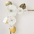 thumbnail image 2 of BalsaCircle 9 White 3D Rose Paper Flowers with Gold Monstera Leaves Hanging Wall Decor Wedding Party Event Decorations, 2 of 8