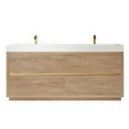 thumbnail image 2 of Huesca 72" Double Sink Bathroom Vanity Natural Oak Wood White Top No Mirror, 2 of 11