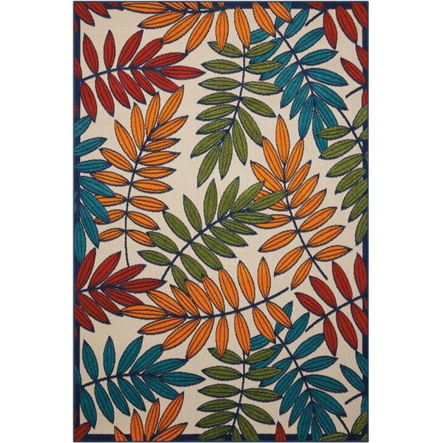 5 x 8 ft. Multi Color Leaves Indoor & Outdoor Area Rug