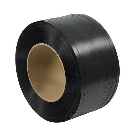 Hand Grade Polypropylene Strapping Black 1/2" X .024 X 7200' Roll On 8" X 8" Core