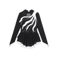 thumbnail image 6 of DPOIS Girls Figure Ice Skating Dress Kids Rhinestone Mesh Spliced Long Sleeve Dance Dress White 8, 6 of 7