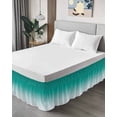 thumbnail image 4 of Teal Ombre Wrap Around Bed Skirts for Queen Bed 16" Drop,Bed Skirt with Adjustable Elastic Belt Dust Ruffle Bed Valance for Bedroom Hotel Turquoise White Gradient Modern Abstract Art Bed Frame Cover, 4 of 7