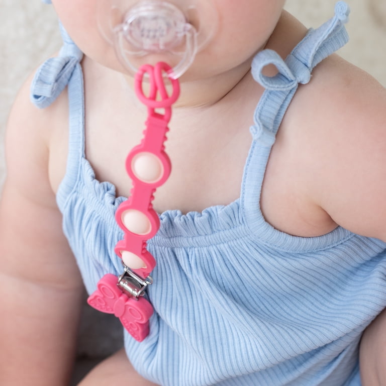 Bella Tunno Butterfly Popper Pacifier Clip, Pink photo 3