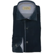 Tintoria Mattei 954 Men's Indigo Overdyed Cotton Dress Shirt Casual Button-Down - 40-15.75 (M)