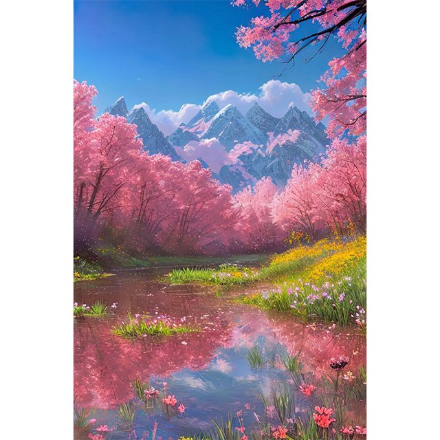 5D DIY Taladro Paisaje Flores Kit Del 40x60 Cm