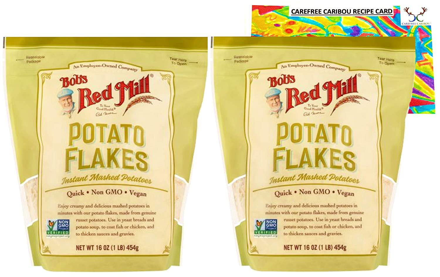 Bobs Red Mill Potato Flakes Bundle. Includes (2) 16oz Packages of Bobs Red Mill Potato Flakes Instant Mashed Potatoes and a Caribou Potato Flake Cookies Recipe Card! - Walmart.com